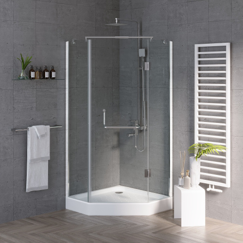 Душевой уголок Grossman Classic GR-8090 90х90 стекло прозрачное профиль белый - фото 2